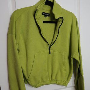 PLT Lime Green Cropped Pullover Half-Zip